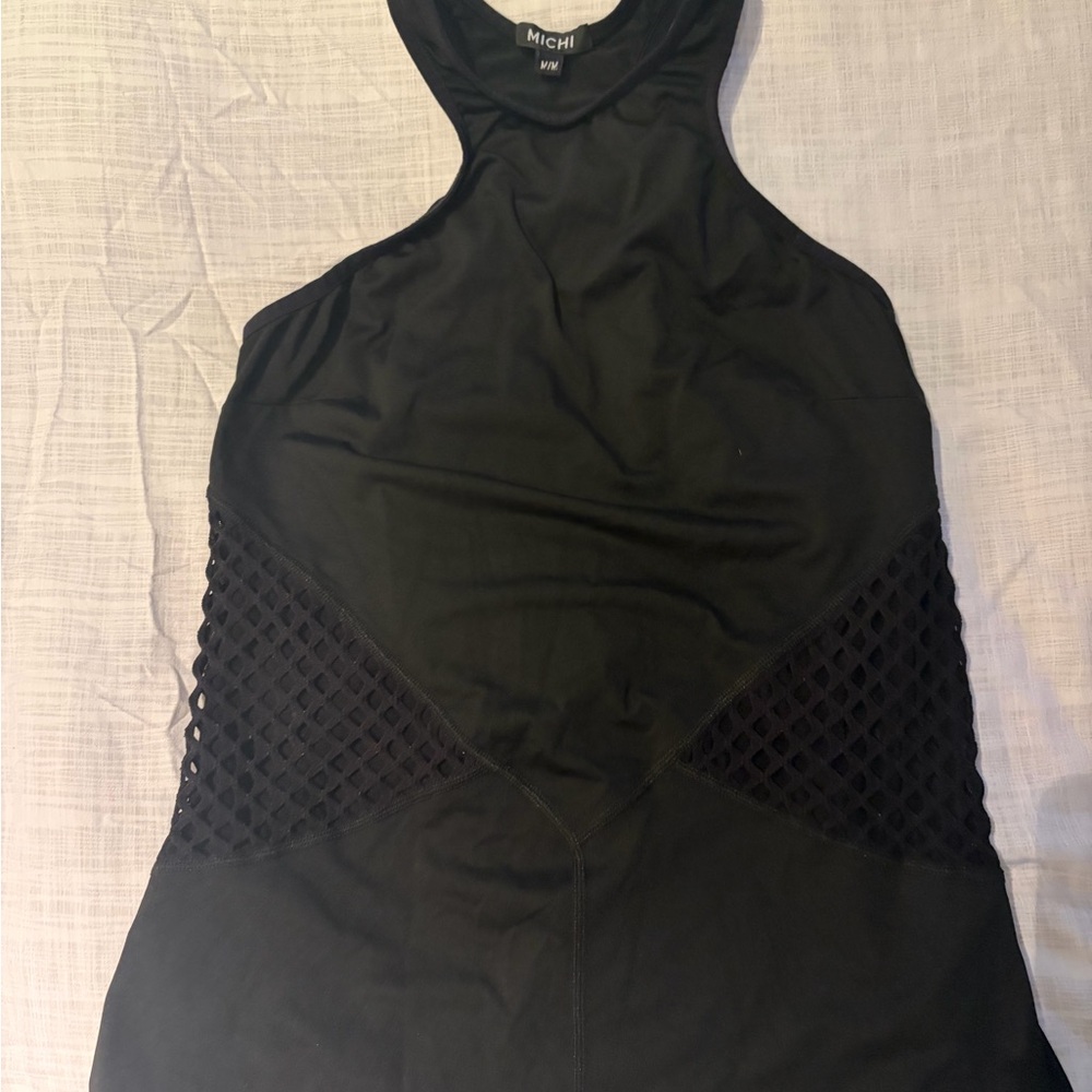 MICHI Black Mesh Detail Tank Top